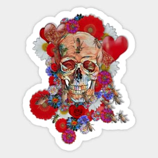 Skull Flower Power II Sticker